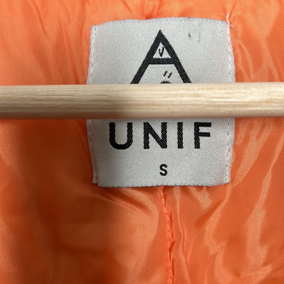 UNIF Trench Cropped Bomber Jacket Military in Olive Orange Black Women's size S - Picture 11 of 17